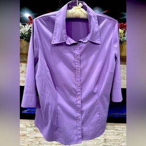 Lavender Button-Down Stretch Blouse
